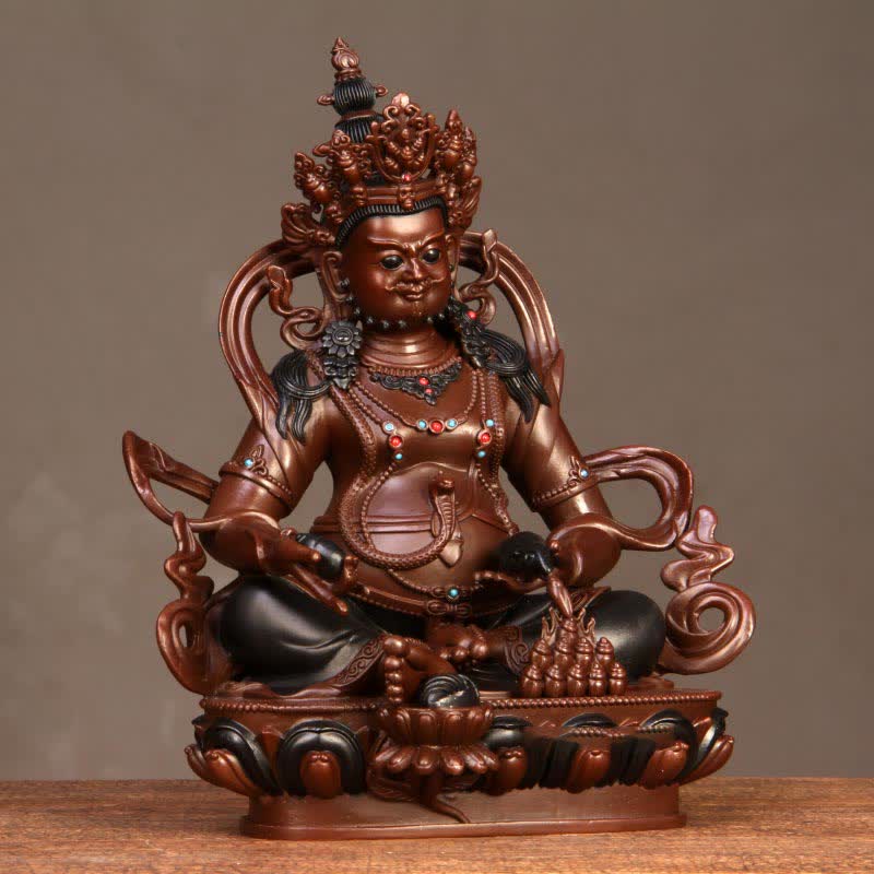 Figurine Bodhisattva Jambhala jaune Statue de compassion en cuivre Décoration de bureau à domicile - image 1