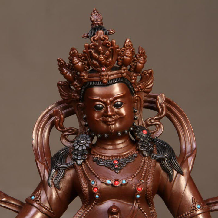 Figurine Bodhisattva Jambhala jaune Statue de compassion en cuivre Décoration de bureau à domicile