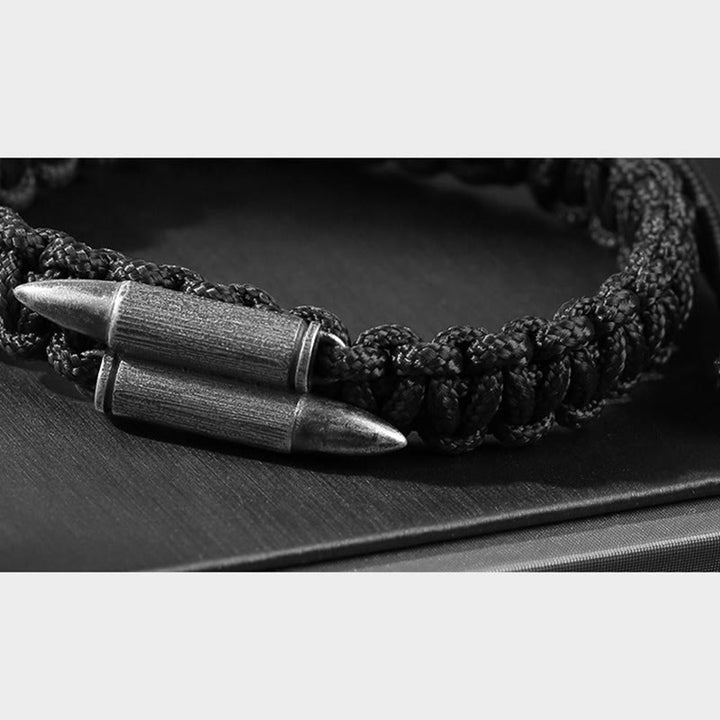 Bracelet en corde tressée en argent sterling 925 avec motif de balle de Buddha Stones