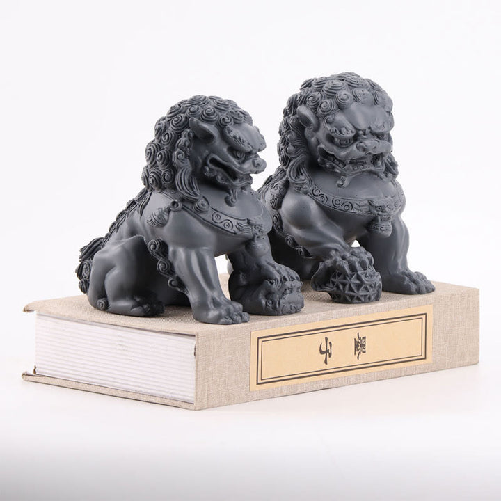 Lot de 2 statues de lion en résine pour décoration de maison ou de bureau