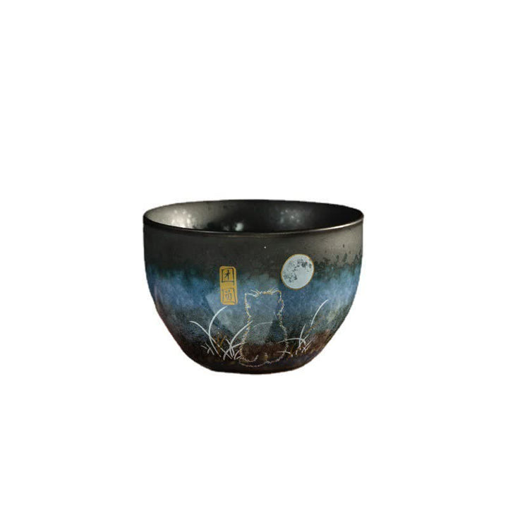 Tasse à thé en céramique Buddha Stones Lovely Cat Tasses à thé noir 140 ml