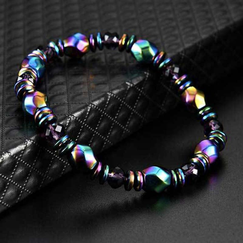 Bracelet de bien-être en hématite arc-en-ciel Buddha Stones