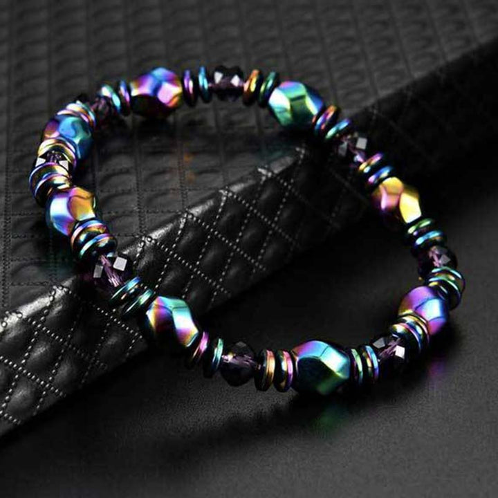 Bracelet de bien-être en hématite arc-en-ciel Buddha Stones