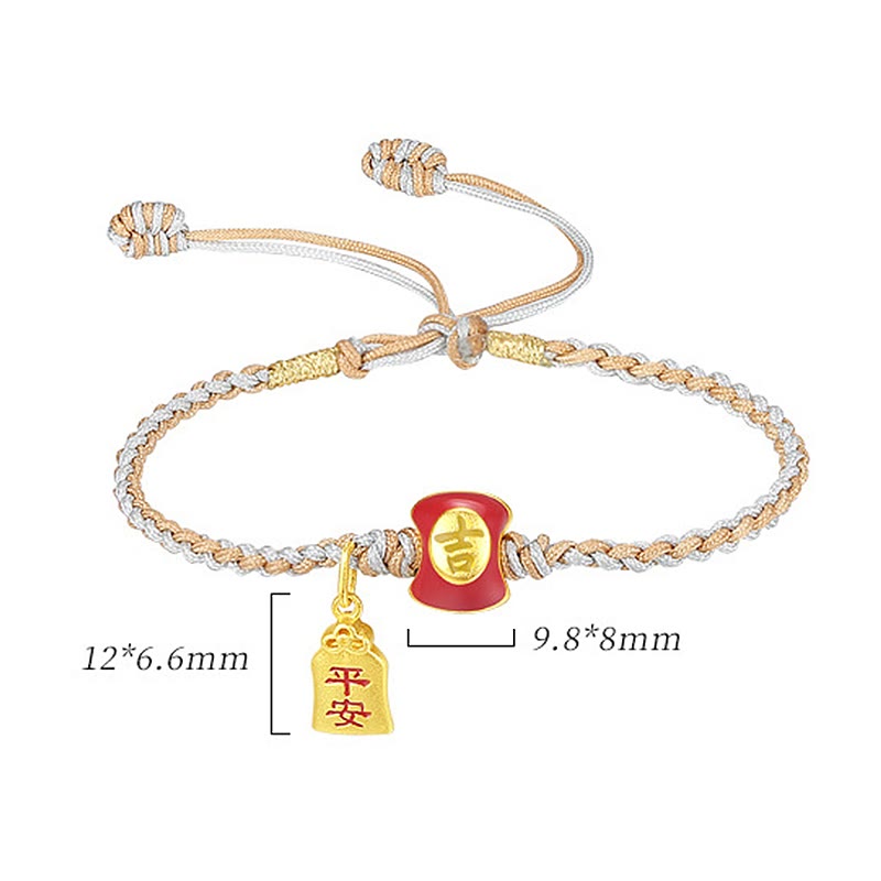 Bracelet tressé en argent sterling 925 fait à la main avec des Buddha Stones et des bénédictions de caractères chinois de bon augure