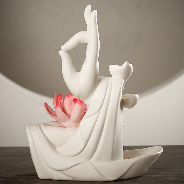 Pierres de Bouddha Brûleur d'encens tibétain avec bénédiction du lotus