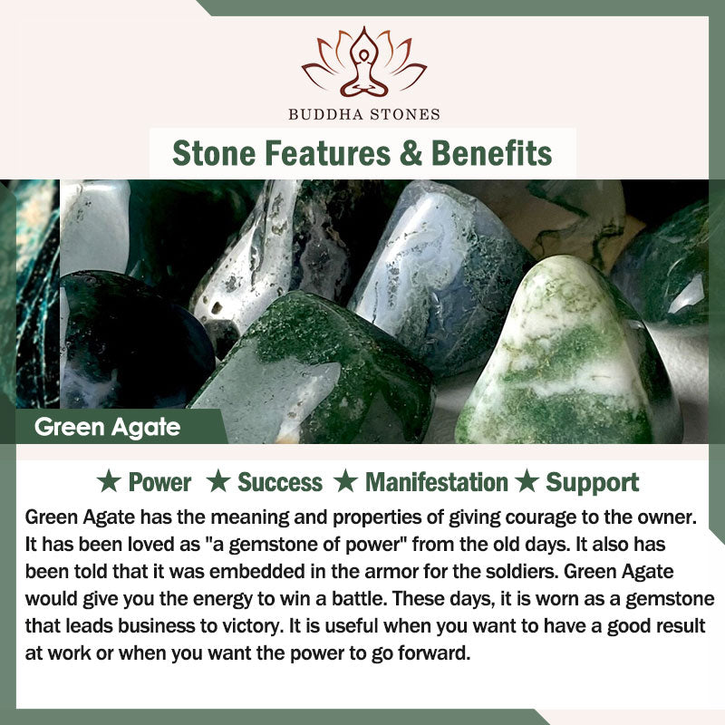Buddha Stones Agate verte naturelle Poignet Mala Manifestation Poche Mala Décoration de voiture