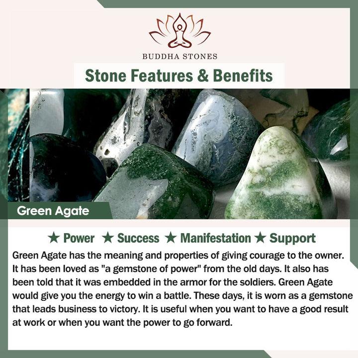Buddha Stones Agate verte naturelle Poignet Mala Manifestation Poche Mala Décoration de voiture
