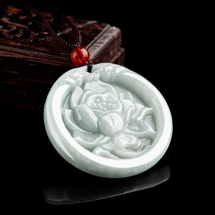 Buddha Stones en jade naturel sculpté en forme de fleur de lotus et de prospérité - image 3