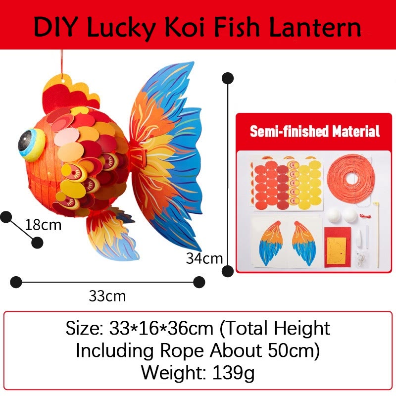 Lanterne en papier en forme de poisson Koi porte-bonheur en Buddha Stones pour décoration de fête de la mi-automne