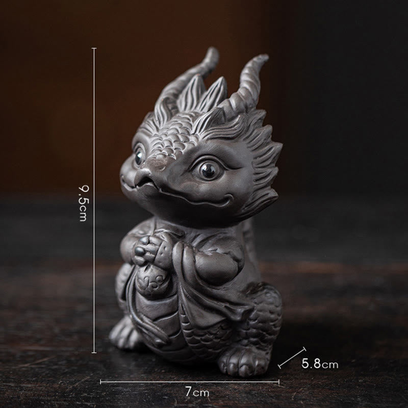 Figurine en argile violette Buddha Stones bonheur et une richesse - Petite fille dragon - Noir 7*5,8*9,5 cm - image 16