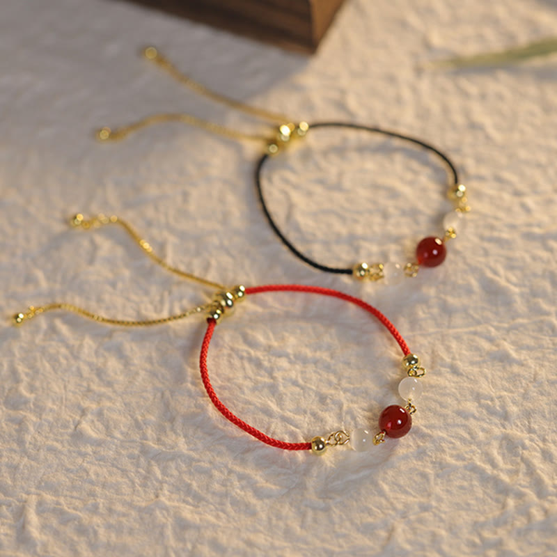 Bracelet de confiance tressé en agate rouge œil de chat avec Buddha Stones - image 3