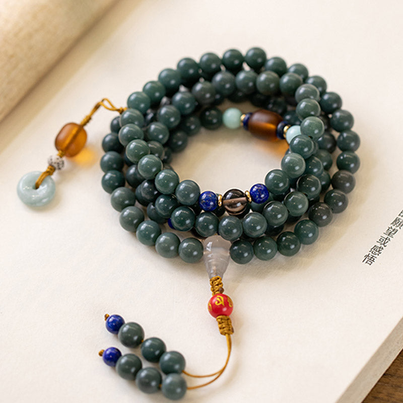 Bracelet Mala de méditation avec 108 Buddha Stones et graines de Bodhi