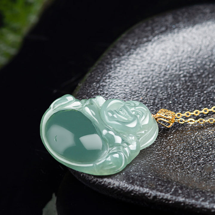 Collier pendentif Bouddha rieur en jade naturel pour la prospérité et l'abondance - image 7