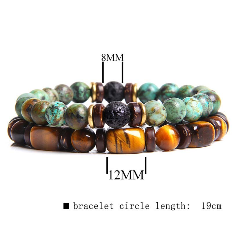 Bracelet de perles œil de tigre en cristal de guérison en Buddha Stones 2 pièces