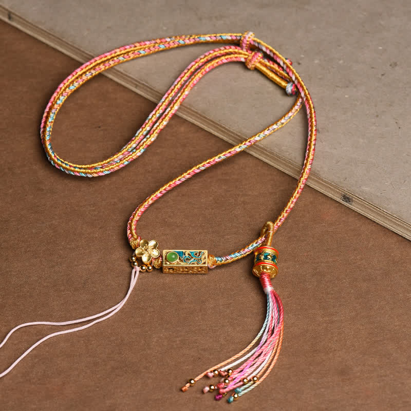 Collier pendentif en cuivre avec Buddha Stones colorées - Rose - image 0
