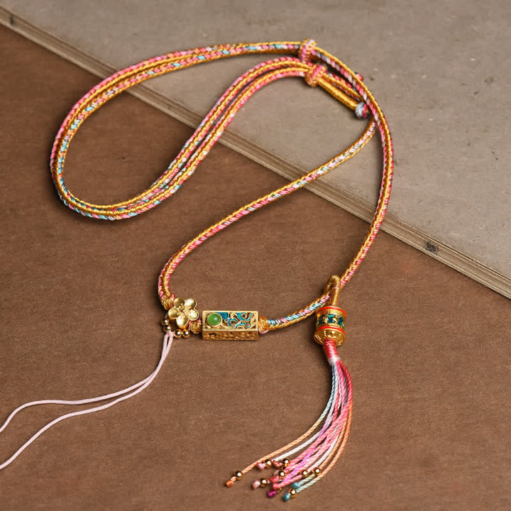 Collier pendentif en cuivre avec Buddha Stones colorées - Rose - image 0