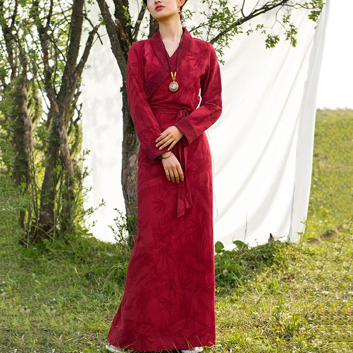Robe tibétaine en Buddha Stones Vêtements Lhassa Robe longue portefeuille Robe longue Vêtements pour femmes