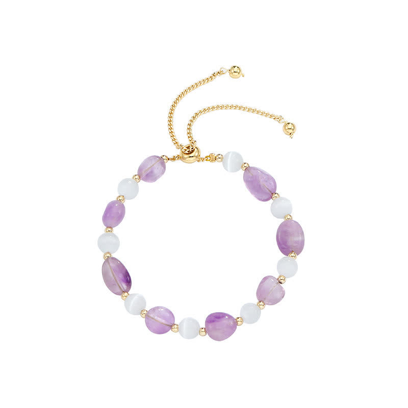 Bracelet de conscience spirituelle en cristal rose améthyste et quartz rutile noir