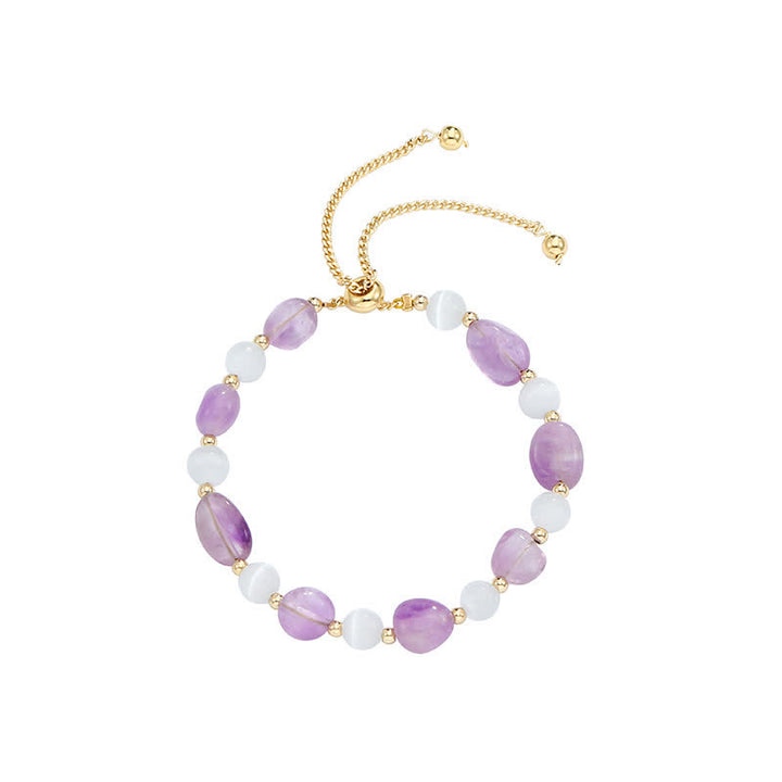 Bracelet de conscience spirituelle en cristal rose améthyste et quartz rutile noir