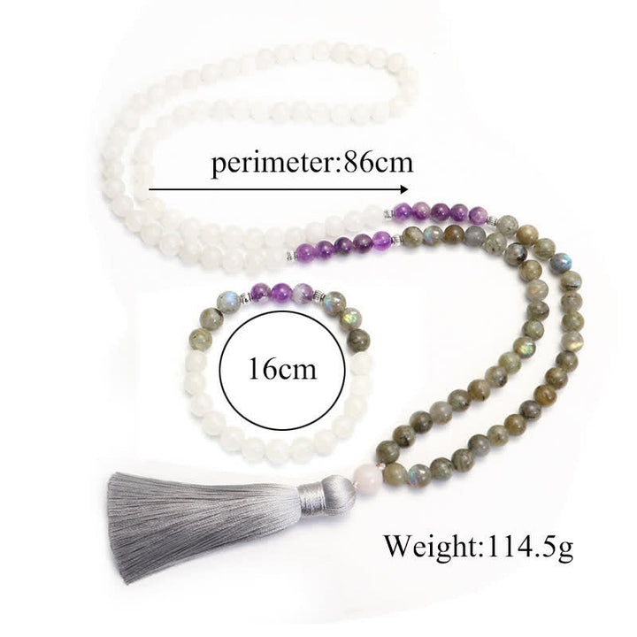 Bracelet de protection en pierre noire pailletée avec 108 Buddha Stones