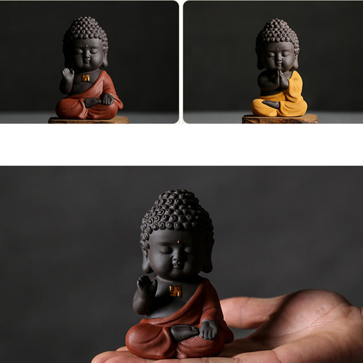 Buddha Stones Petit Bouddha Sérénité Argile violette Décoration de bureau à domicile