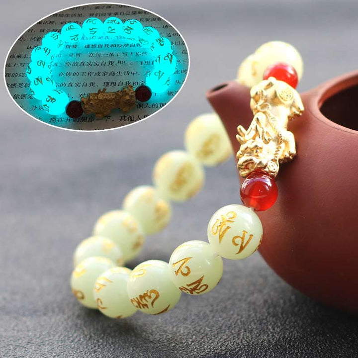Bracelet Feng Shui Lucky Pixiu Glowstone Wealth Buddha Stones