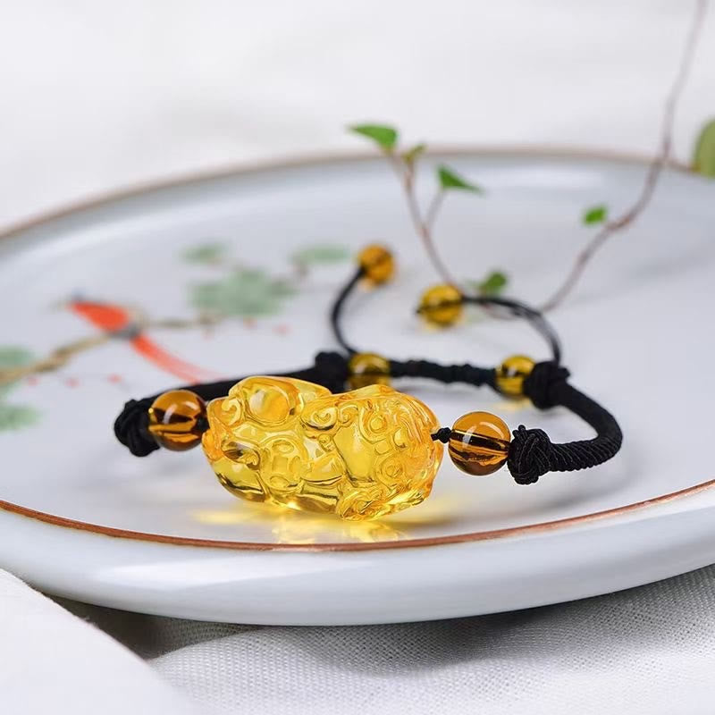 Bracelet de richesse en obsidienne naturelle, améthyste, citrine, PiXiu Cooper