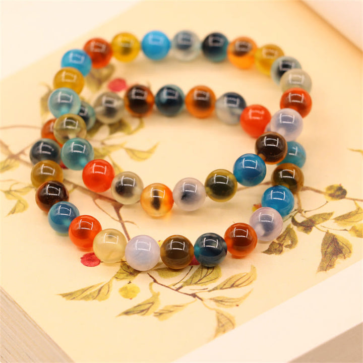 Bracelet de perles de guérison en agate bonbon colorée