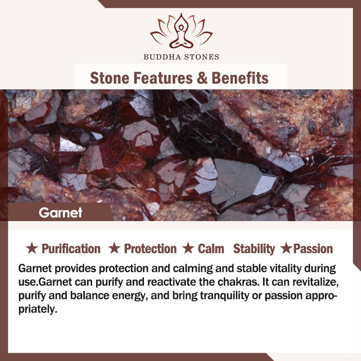 Buddha Stones Grenat Améthyste Purification Calme
