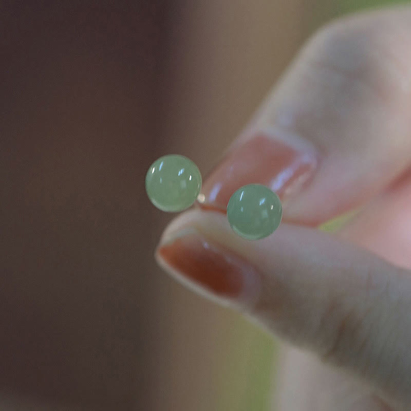 Boucles d'oreilles à tige en Buddha Stones - 8MM-Jade (Prospérité ♥ Abondance) - image 0