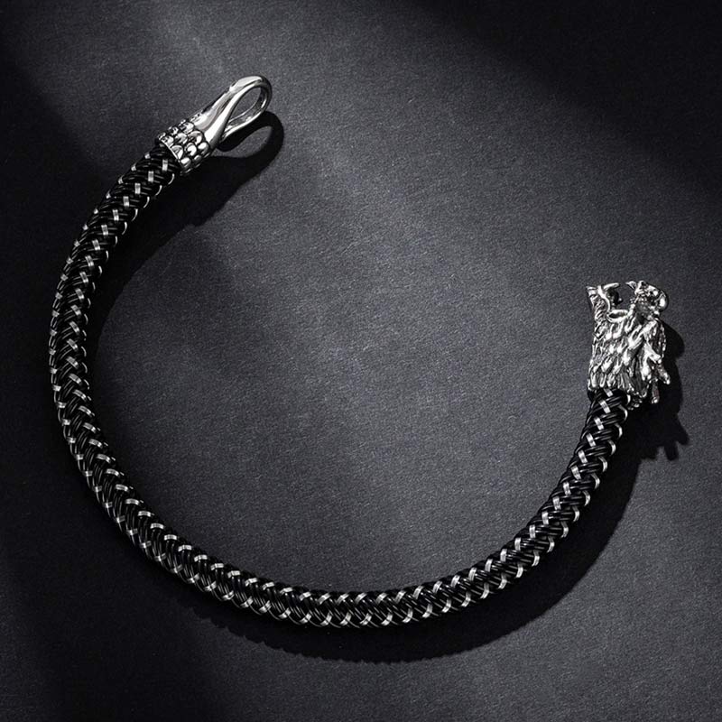 Bracelet de protection en acier titane avec dragon et Buddha Stones