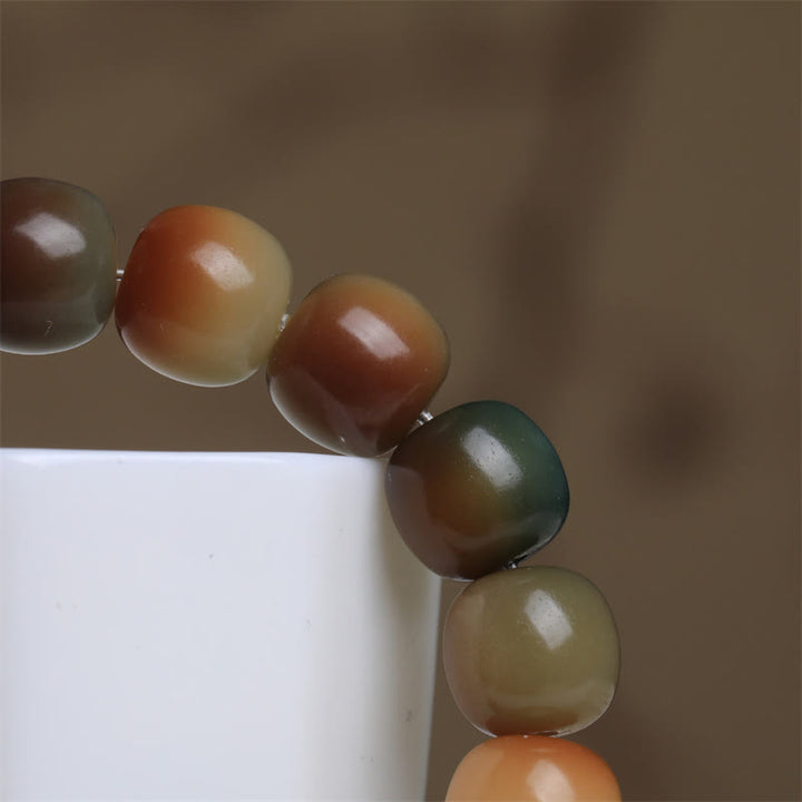 Bracelet de sagesse et de paix avec graines de Bodhi colorées et Buddha Stones