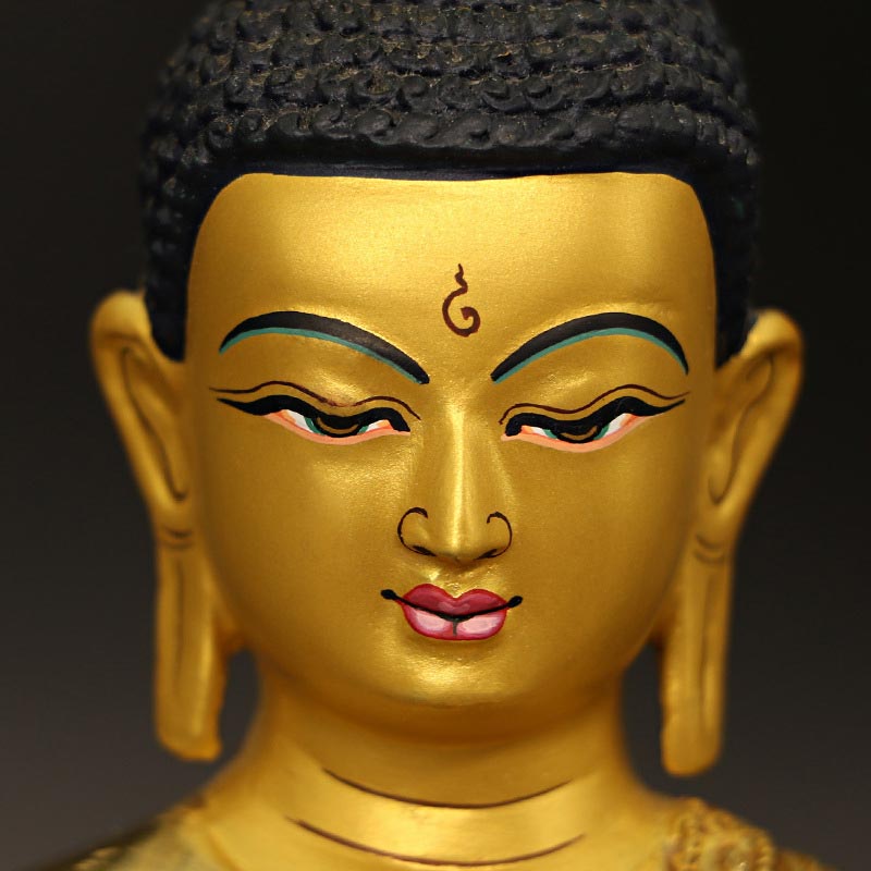 Statue de Bouddha Shakyamuni en cuivre plaqué or pour décoration de la médecine et de la compassion