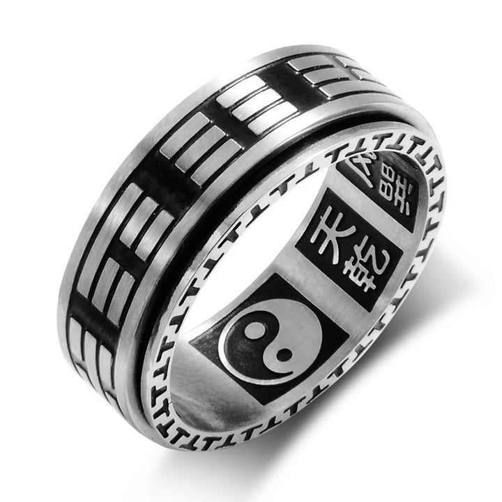 Buddha Stones Bagua Yin Yang titane acier Balance anneau rotatif