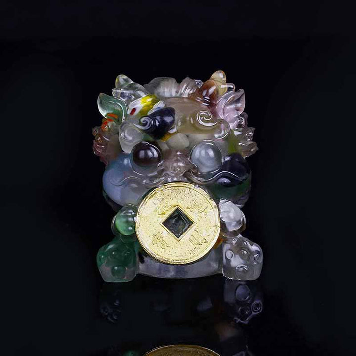 Buddha Stones faites à la main, jolie pièce d'or PiXiu, cristal Fengshui, énergie, richesse, fortune, décoration de la maison
