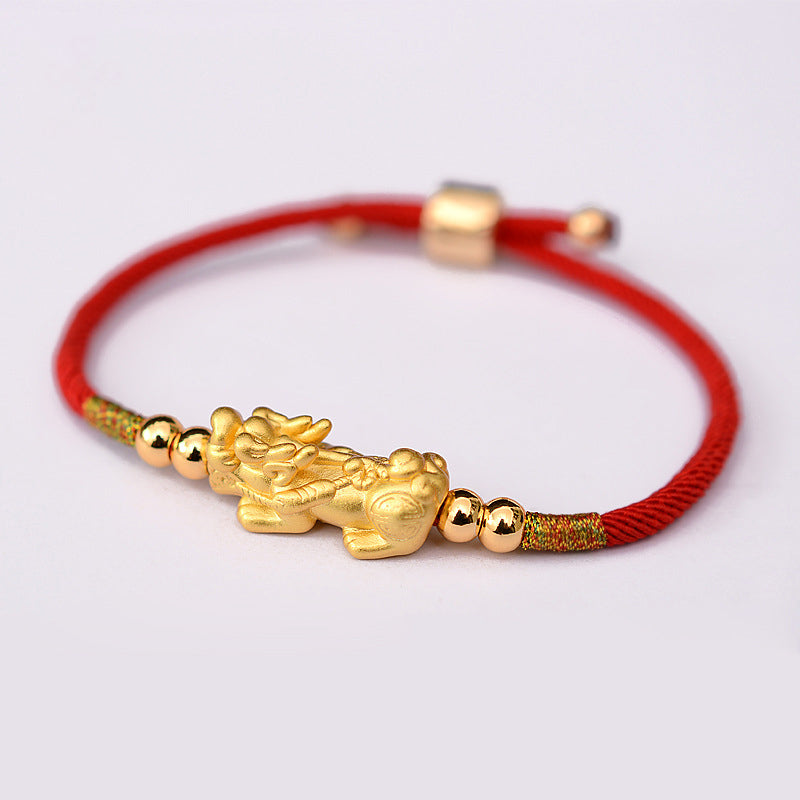Bracelet porte-bonheur PiXiu en plaqué or 24 carats avec cordon rouge Buddha Stones - image 5