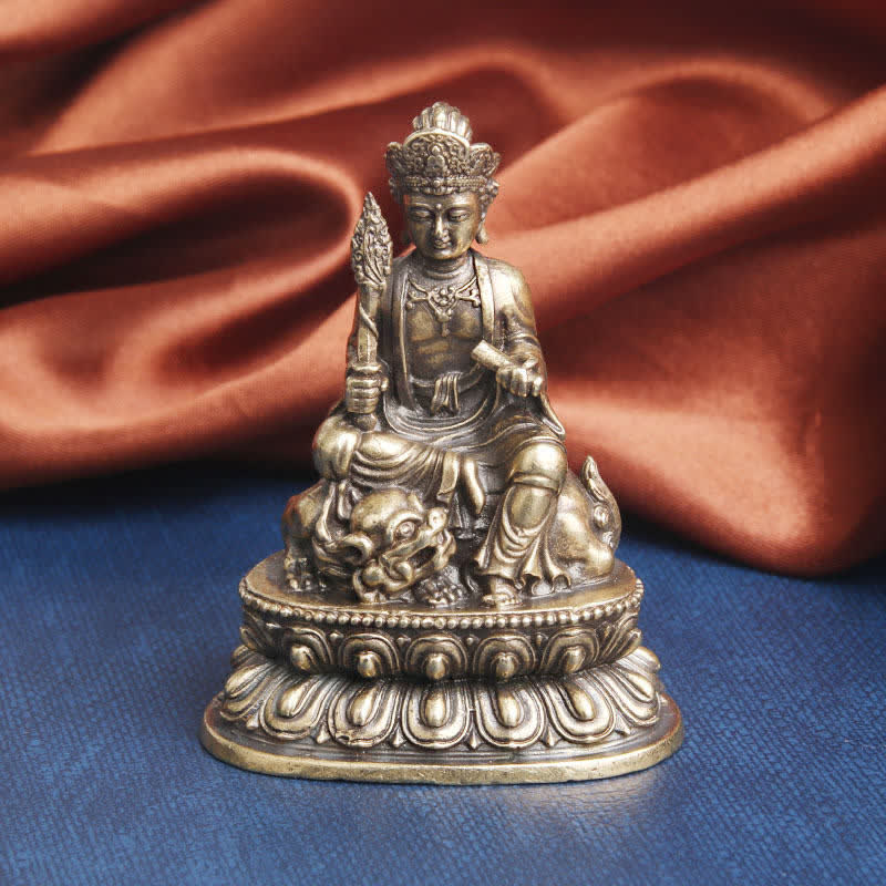 Statue de Buddha Stones en cuivre de la sérénité du Bodhisattva Manjusri - 49*64 mm - image 0