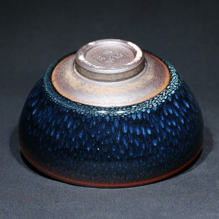 Tasse à thé en céramique chinoise Jianzhan faite à la main en Buddha Stones avec tache de Francolinus bleu