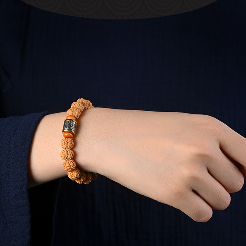 Bracelet de richesse et de bon augure en Buddha Stones tibétaines Rudraksha Bodhi Seed