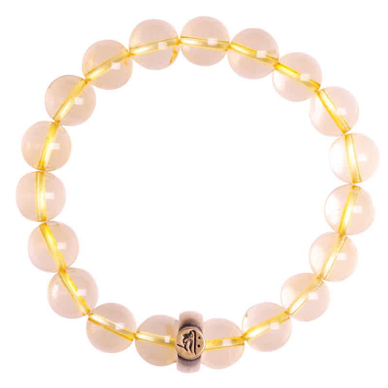 Bracelet de protection en argent sterling 925 avec pendentif en citrine et bouddha du zodiaque chinois