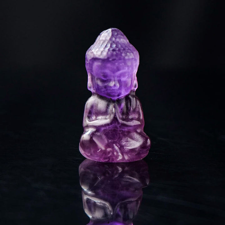Buddha Stones Divers Cristal Améthyste Cristal Rose Cristal Blanc Citrine Bouddha Sculpté Guérison Spirituelle Collier Pendentif Décoration - Améthyste - Décoration 1,4 x 2,6 cm - image 1