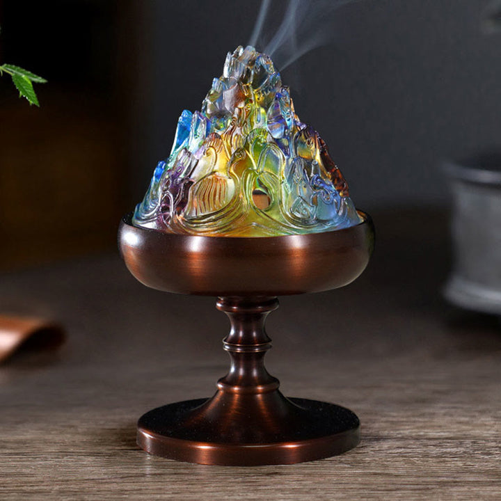 Brûleur d'encens de méditation et de guérison de la montagne de cristal Liuli
