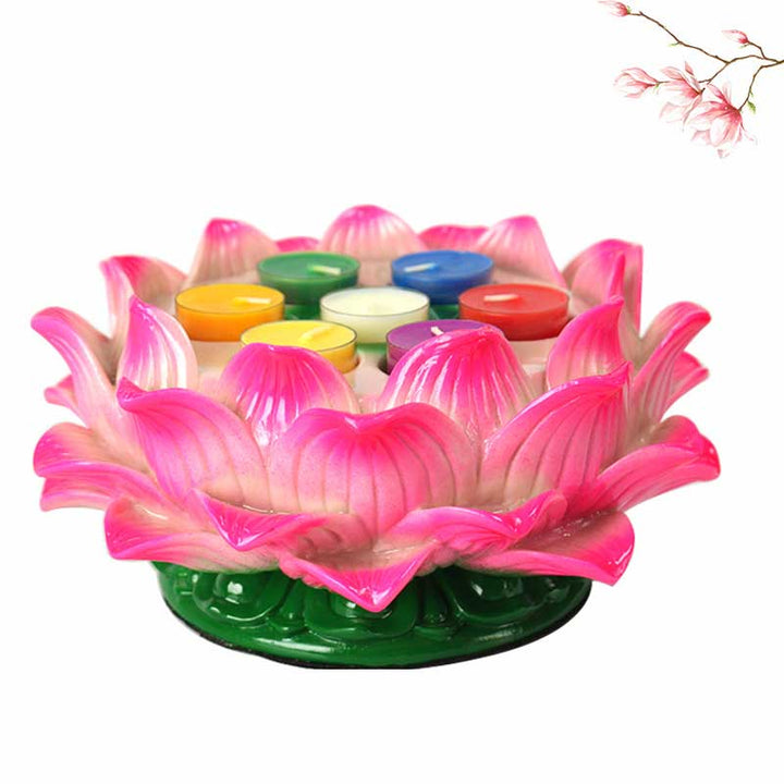 Buddha Stones Méditation Prière Autel Fleur de Lotus Bougeoir Rituels du Temple Bouddhiste Articles à Utiliser