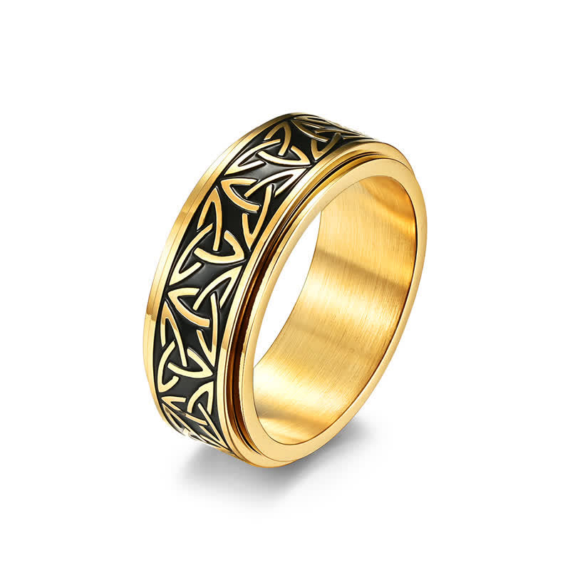 Bague rotative calme en acier titane avec Buddha Stones