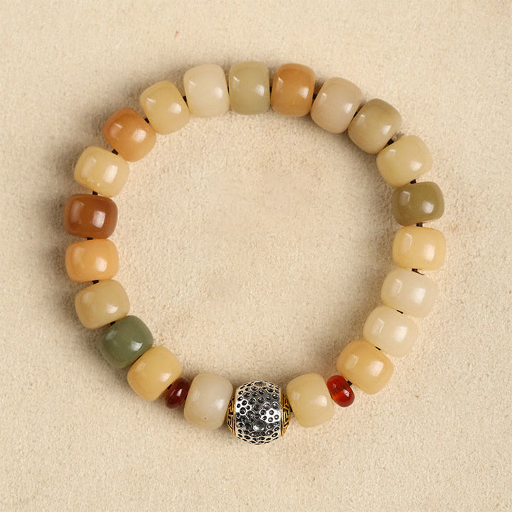 Buddha Stones Graine de Bodhi Naturelle Le Seigneur de la Forêt des Cadavres Bracelet de Sagesse Om Mani Padme Hum