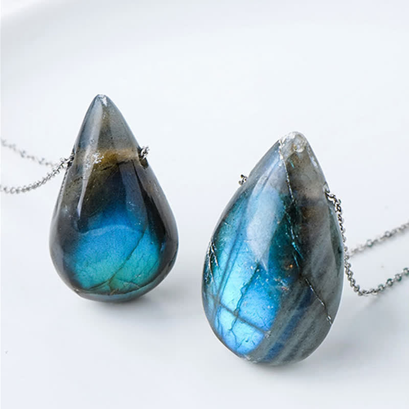 Collier pendentif de guérison en forme de goutte d'eau en labradorite Buddha Stones - image 5