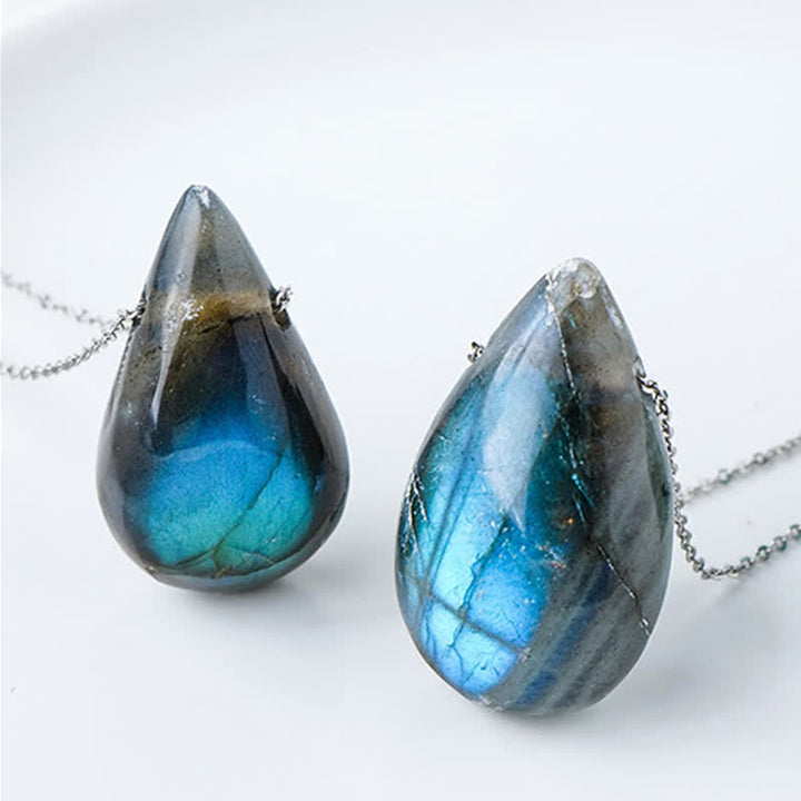 Collier pendentif de guérison en forme de goutte d'eau en labradorite Buddha Stones - image 5