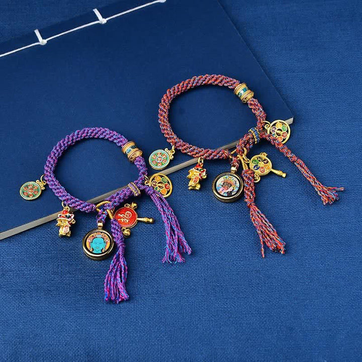 Bracelet tressé porte-bonheur Thangka Tibétain Tara Zakiram Déesse de la richesse