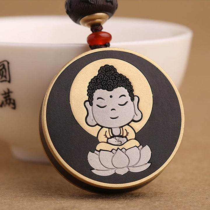 Porte-clés de voiture en bois d'ébène, Buddha Stones , bois de rose, Avalokitesvara Om Mani Padme Hum, décoration