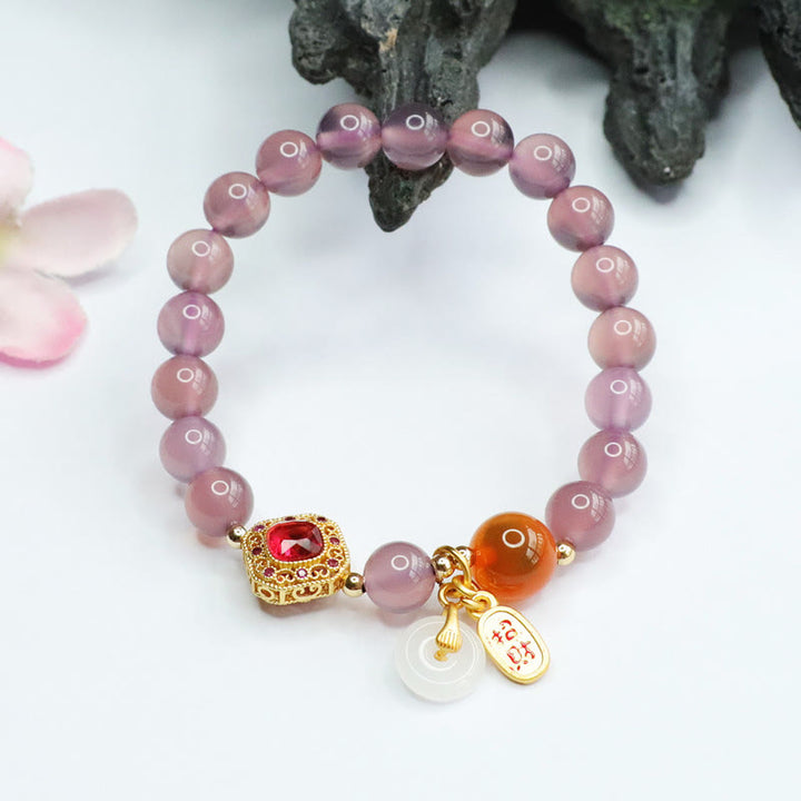 Bracelet porte-bonheur en agate naturelle et calcédoine violette Buddha Stones, boucle de paix, harmonie, porte-bonheur